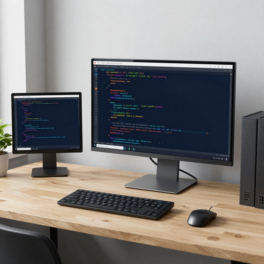 Modern web development code and programming workspace